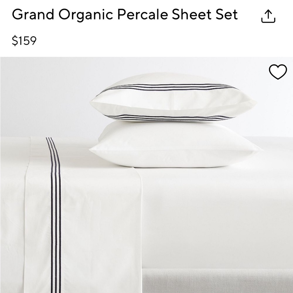 Pottery Barn Sheet Set Organic Percale size Full color Midnight